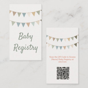 Rustic bunting baby shower QR Code Registry Card