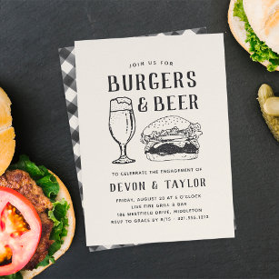 Rustic Burgers & Beer Engagement Party Invitation