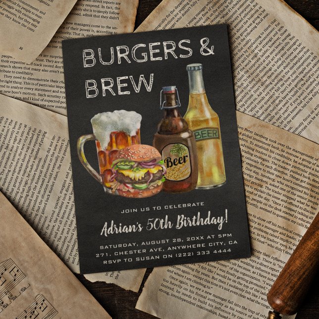 Rustic Burgers & Brew Birthday BBQ Invitation (Creator Uploaded)