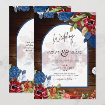 Rustic Burgundy Blue Floral Wedding