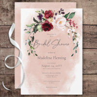 Rustic Burgundy & Blush Pink Roses Bridal Shower