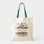 Rustic Burgundy Botanical Bouquet Monogram Tote Bag<br><div class="desc">Watercolor bouquet of dark burgundy flowers and muted foliage,  monogram tote bag. Customise text font style,  colour and size. Designed to match our Rustic Botanical Collection.</div>