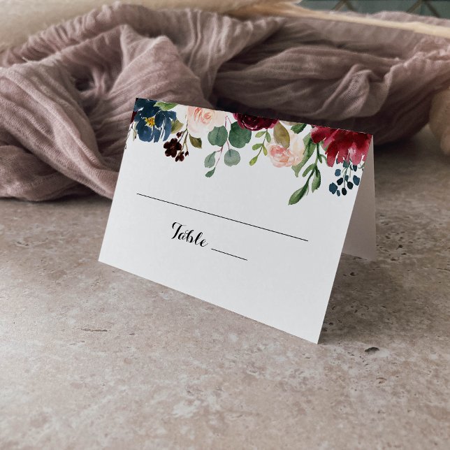 Rustic Burgundy Calligraphy Wedding Place Card (Creator Uploaded)