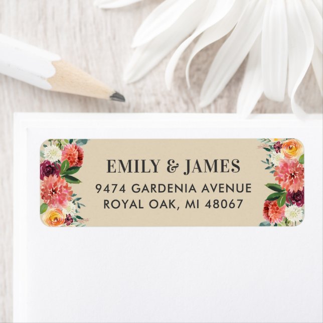 Rustic Burgundy Fall Floral Wedding Address (Insitu)
