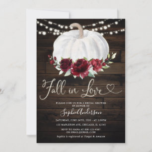 Rustic Burgundy Floral  Fall in Love Bridal Shower Invitation