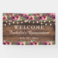Rustic Burgundy Floral Quinceañera Welcome