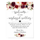 Rustic Burgundy Floral Unplugged Wedding Sign