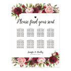 Rustic Burgundy Floral Wedding 8 Table Chart