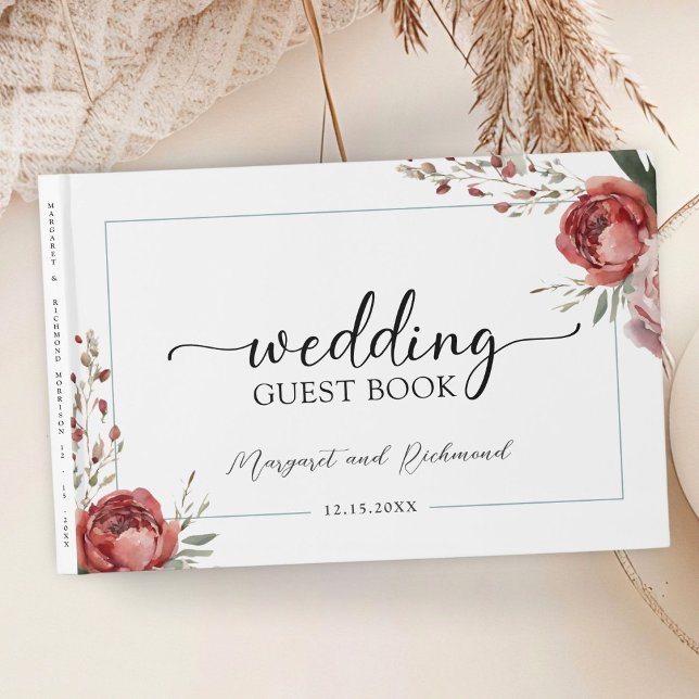 Rustic Burgundy Floral Wedding Guest Book (Creator Uploaded)