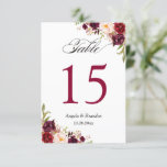 Rustic Burgundy Floral Wedding Table Number Card<br><div class="desc">Rustic Burgundy Floral Wedding Table Number Card. (1) Please customise this template one by one (e.g, from number 1 to xx) , and add each number card separately to your cart. (2) For further customisation, please click the "customise further" link and use our design tool to modify this template. (3)...</div>