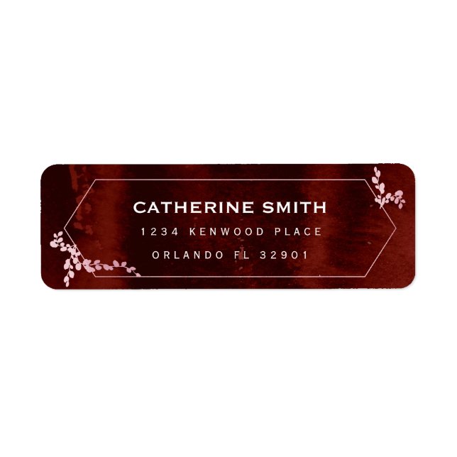Rustic Burgundy Geometric Pink Floral Address  (Front)