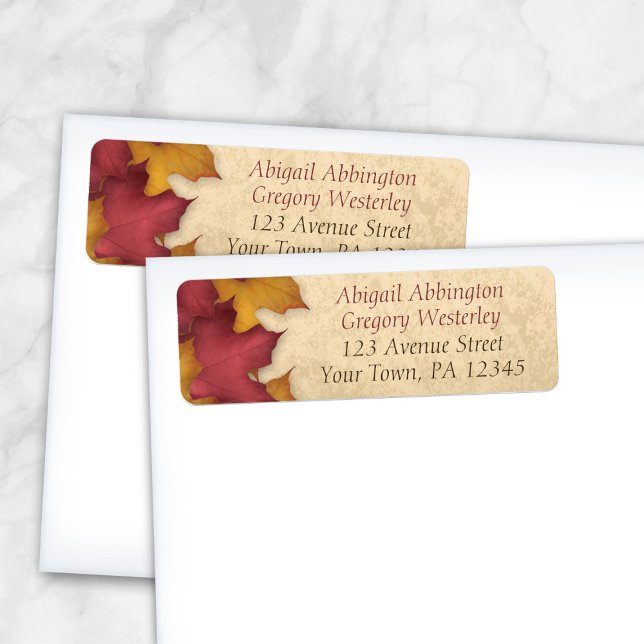 Rustic Burgundy Gold Autumn Address Labels (Creator Uploaded)