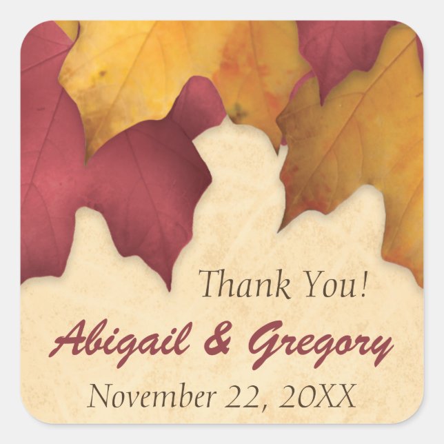 Rustic Burgundy Gold Autumn Favour Stickers (Front)