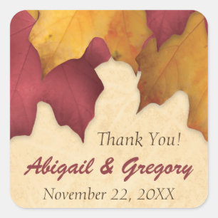 Rustic Burgundy Gold Autumn Favour Stickers
