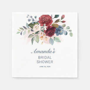 Rustic Burgundy Greenery Floral Bridal Shower Napkin