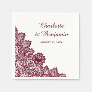 Rustic Burgundy Lace Wedding Napkins