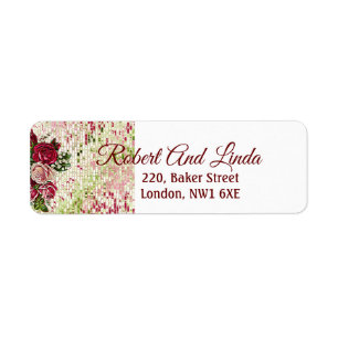 Rustic Burgundy Maroon Roses Floral Art Address