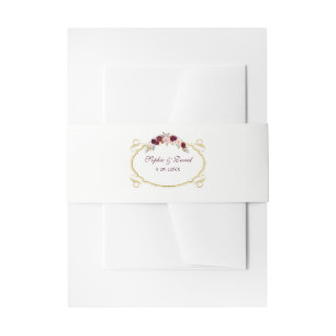 Rustic Burgundy Marsala Floral Fall Wedding Invitation Belly Band