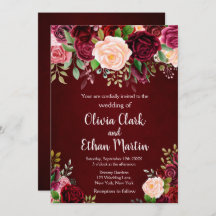Rustic Burgundy Marsala Pink Watercolor Floral