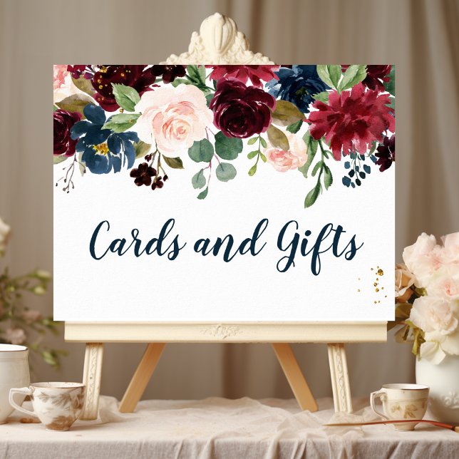 Rustic Burgundy Navy Blue & Red Beauty Flowers  Poster (Creator Uploaded)