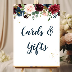 Rustic Burgundy Navy Blue & Red Beauty Flowers  Poster