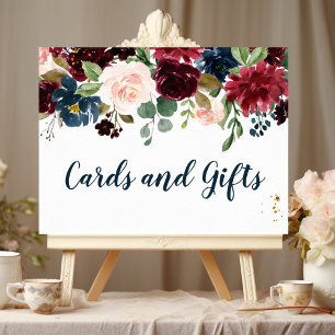 Rustic Burgundy Navy Blue & Red Beauty Flowers Poster