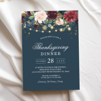 Rustic Burgundy Navy Blue & Red Flowers & Lights