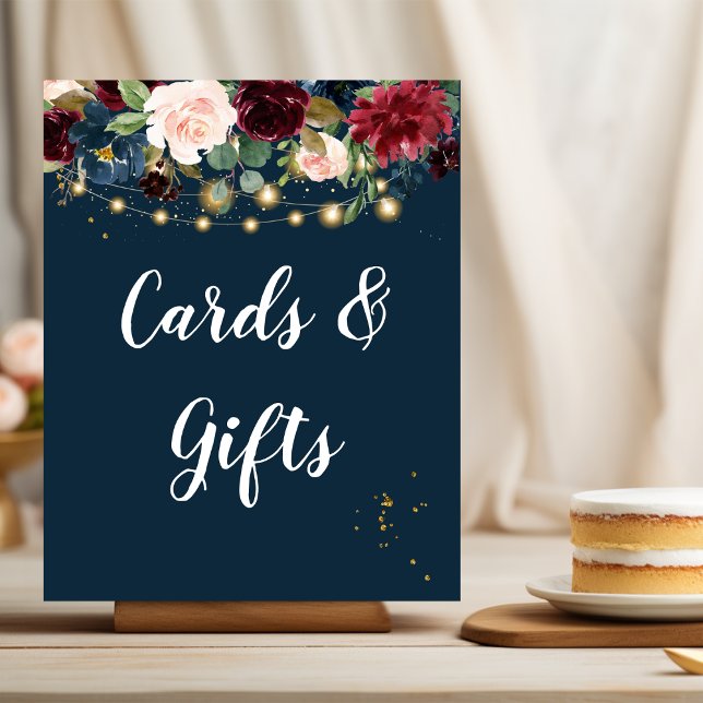 Rustic Burgundy Navy Blue & Red  Flowers & Lights Poster (Creator Uploaded)