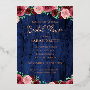Rustic Burgundy Navy Blue Rose Gold Bridal Shower