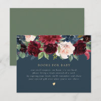 Rustic Burgundy & Navy Floral Books for Baby Card