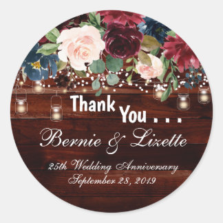 Rustic Burgundy Navy Stickers dark wood