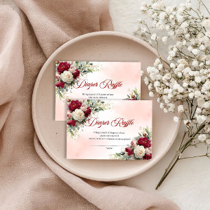 Rustic Burgundy Peony Gold Floral Diaper Raffle   Enclosure Card