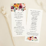 Rustic Burgundy Pink Fall Floral Wedding Ceremony Programme<br><div class="desc">This elegant rustic style wedding ceremony program design features beautiful summer and fall watercolor flowers, including roses, dahlias, peony flowers, and greenery, in a gorgeous autumn palette of burgundy red, golden yellow, peach orange, blush pink, and shades of green. Personalise the stylish dark grey text on both sides of the...</div>