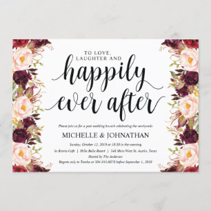 Rustic Burgundy Post Wedding Invitation Cards
