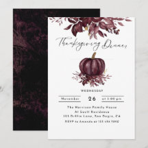 Rustic Burgundy Pumpkin Thanksgiving Dinner
