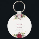 Rustic Burgundy Red Floral Romantic Wedding Key Ring<br><div class="desc">Rustic Burgundy Red Floral Romantic Wedding keychain.</div>