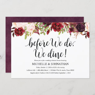 Rustic Burgundy Rehearsal Wedding Dinner Invite