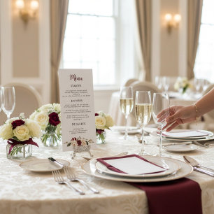 Rustic Burgundy Rose Wedding Menu