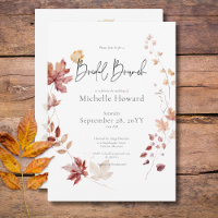 Rustic Burgundy & Rust Fall Leaves Bridal Brunch