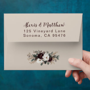 Rustic Burgundy & Sage Wedding Envelope