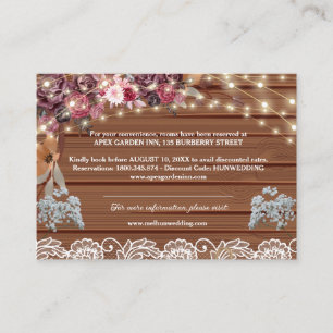Rustic Burgundy String Lights Baby's Breath Lace Enclosure Card