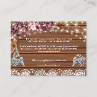 Rustic Burgundy String Lights Baby's Breath Lace Enclosure Card