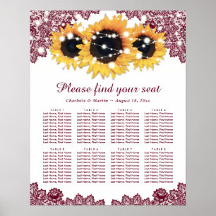 Rustic Burgundy Sunflower Wedding Seating Chart 8
