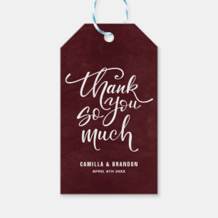 Rustic Burgundy Thank You So Much Lettering Gift Tags