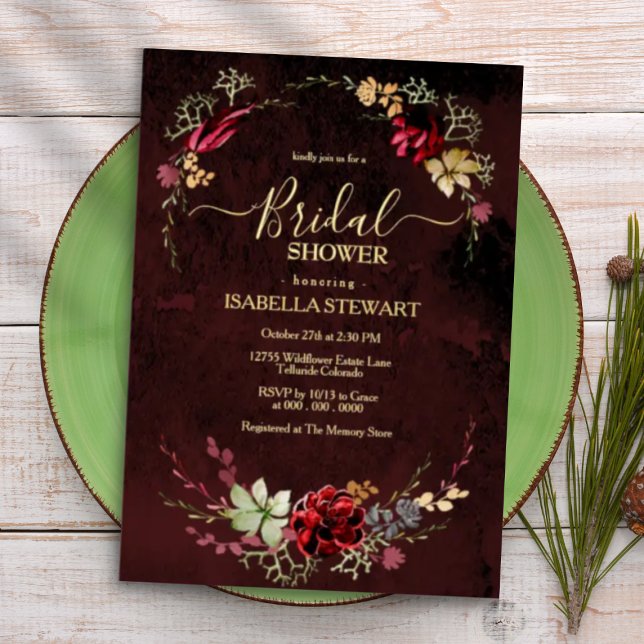 Rustic Burgundy Watercolor Chic Boho Bridal Shower (Creator Uploaded)