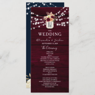 Rustic Burgundy Wedding Program Programme