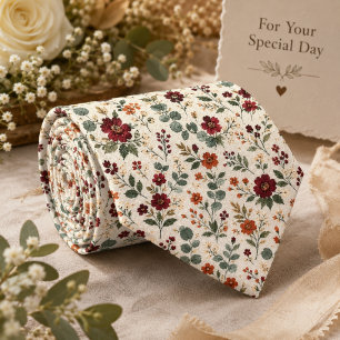 Rustic Burgundy Wildflower & Terracotta Tie