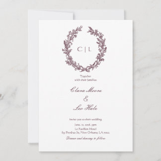 Rustic Burgundy Wildflower Wreath Wedding Invitation