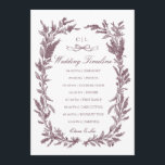 Rustic Burgundy Wildflower Wreath Wedding Timeline Programme<br><div class="desc">Elevate your guest experience with this romantic burgundy wildflower wreath wedding timeline card, featuring a delicate hand-drawn botanical frame of wild blooms and foliage, paired with a classic bow accent and custom monogram. This wedding itinerary card is the perfect way to keep your guests informed of your special day’s schedule,...</div>