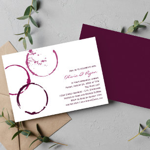 Rustic Burgundy Wine Ring Wedding Rehearsal Dinner Invitation